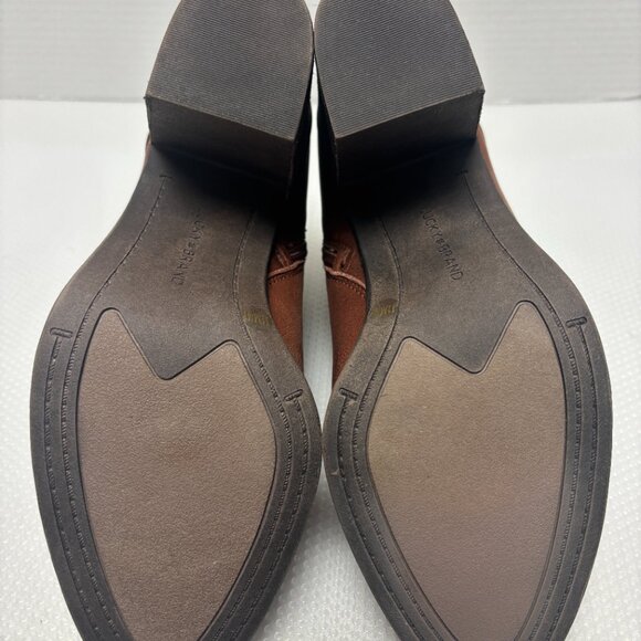NWOT: Lucky Brand Heeled Brown Leather Booties Boots Women's Size 11 - 2128 - Picture 9 of 10
